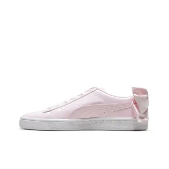 PUMA Basket Bow Patent Casual Shoes White/Pink Women's