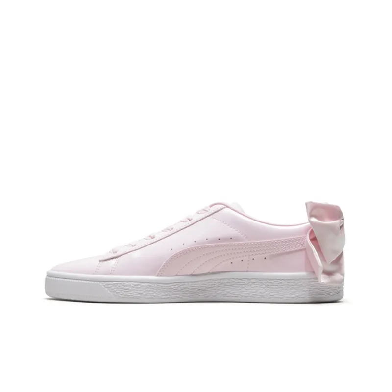 PUMA Basket Bow Patent Casual Shoes White/Pink Women's-0