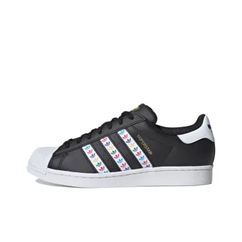 Adidas Originals Superstar Black Multi Color Trefoil Stripes