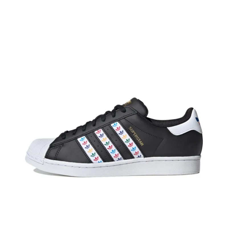 Adidas Superstar Black Multi Color Trefoil Stripes-0