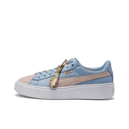 PUMA Basket Skateboard Shoes Women's Low-Top White/Blue/Brown