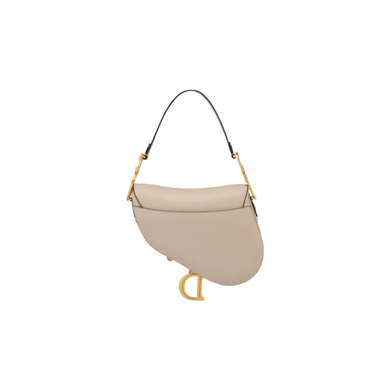 DIOR Saddle Grained Cow Leather Saddle Bag Shoulder Bag Crossbody Bag Handbag Women's Pink Beige-3