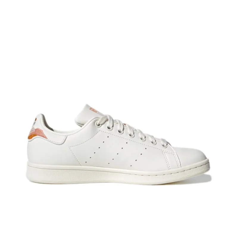 Adidas Originals Stan Smith Skateboard Shoes Women's Low Top White/Light Orange/Brick Red/Gold-1