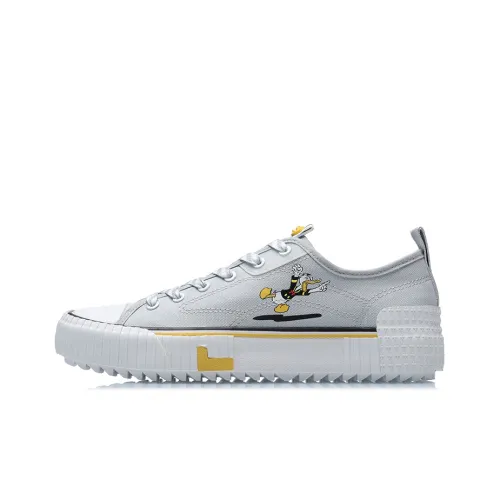 DISHINI LiNing Breathable Slip Resistant Cushioning Low Top Skateboard Shoes Unisex Gray White