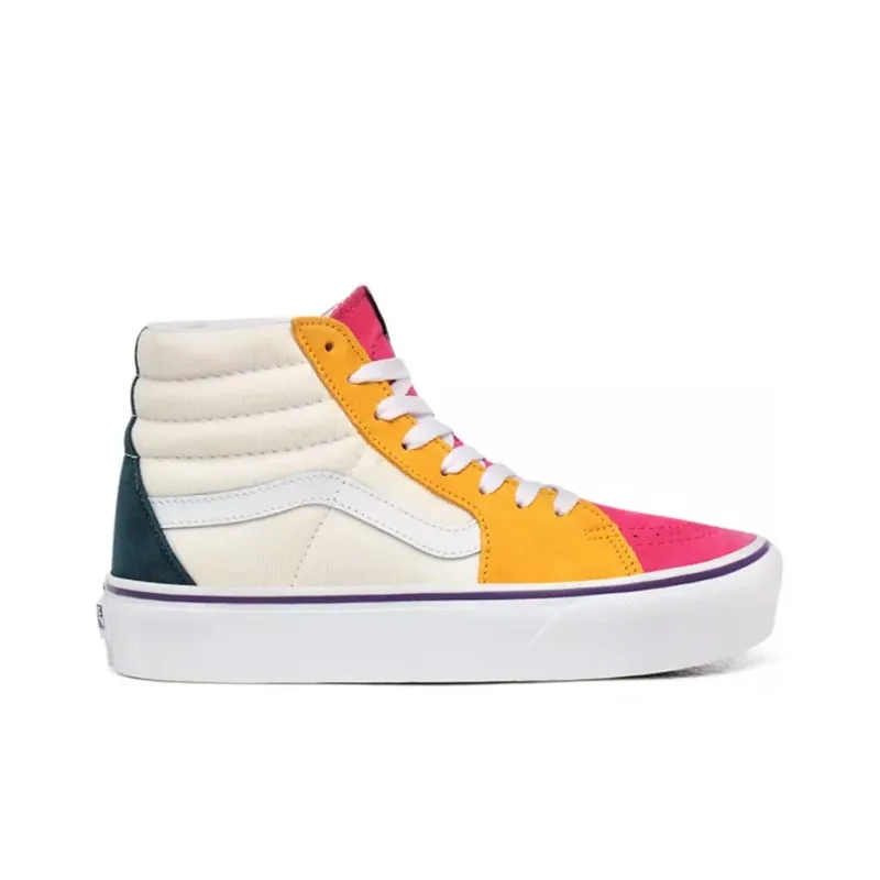 Vans Mini Cord SK8 HI Platform 2.0 White/Yellow/Red Women's-1