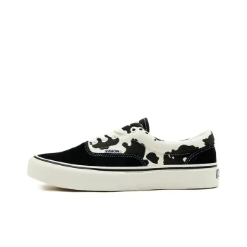 Vision Street Wear Trainers Plus Low Top Skateboard Shoes Unisex Black White Cow Pattern