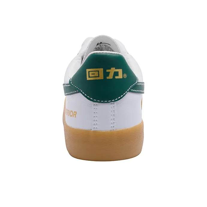 Warrior Cushioning Wear Resistant Low Top Skateboard Shoes Unisex White Dark Green-3