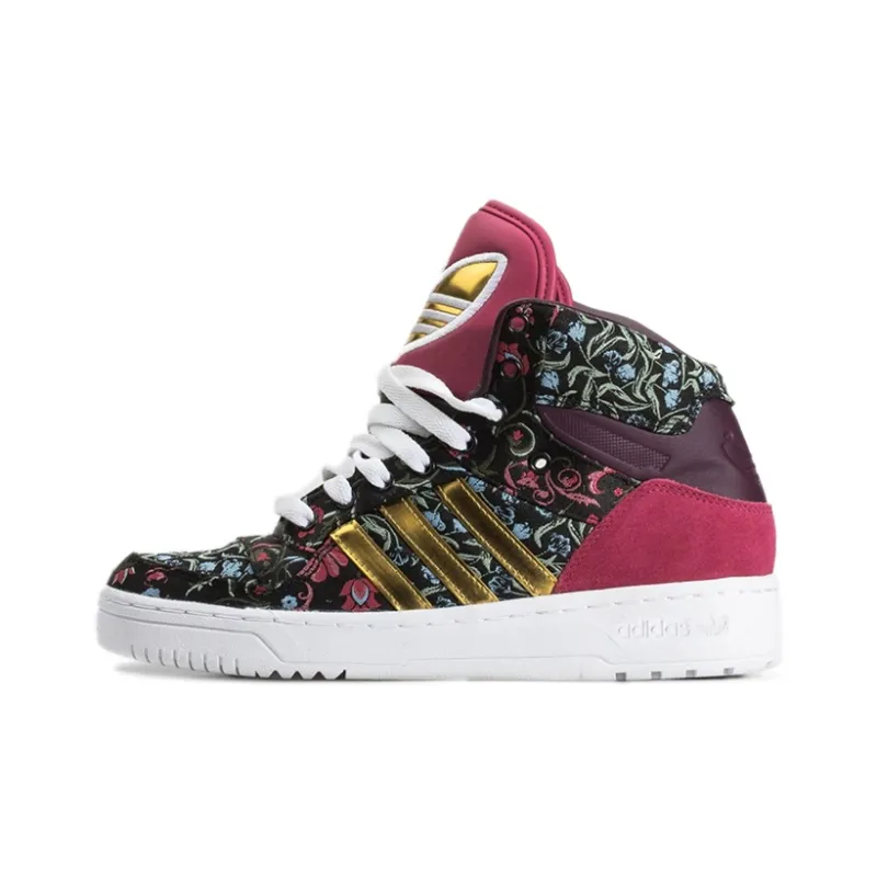 Adidas Originals Metro Attitude Coverage Slip Resistant Mid Top Skateboard Shoes Women's Black Red Patchwork-0