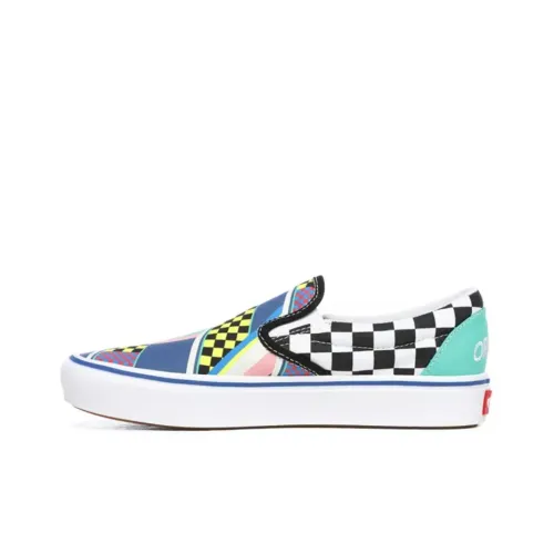 Vans Slip-on Skateboard Shoes Women's Low-Top Black/Yellow/Blue