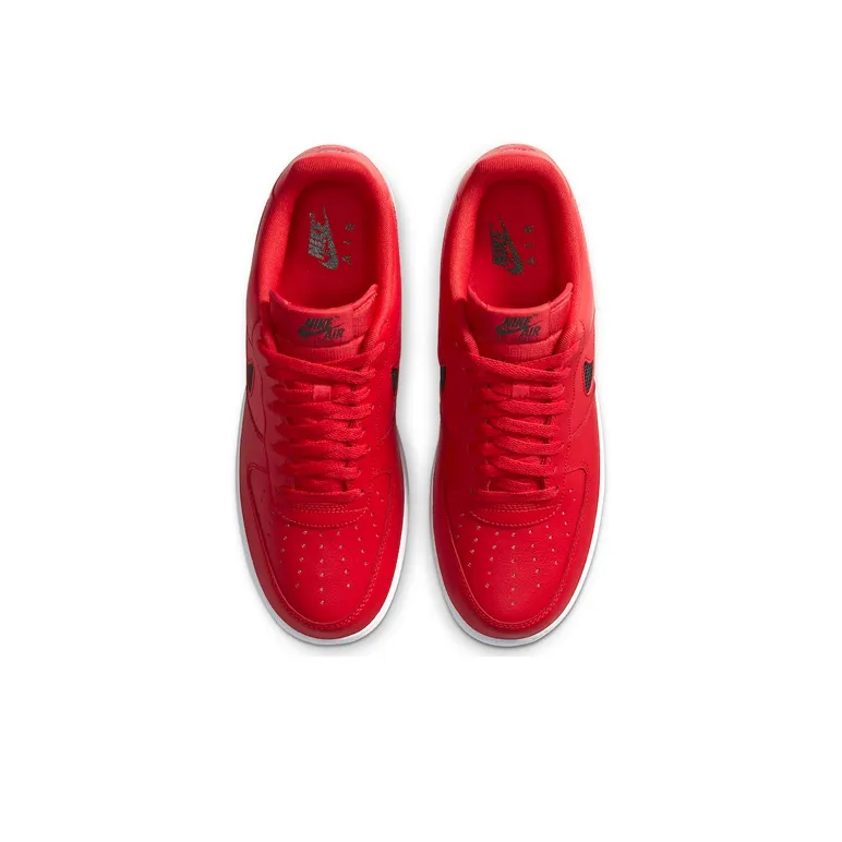 Nike Air Force 1 Low Cut Out Swoosh Red Black-3