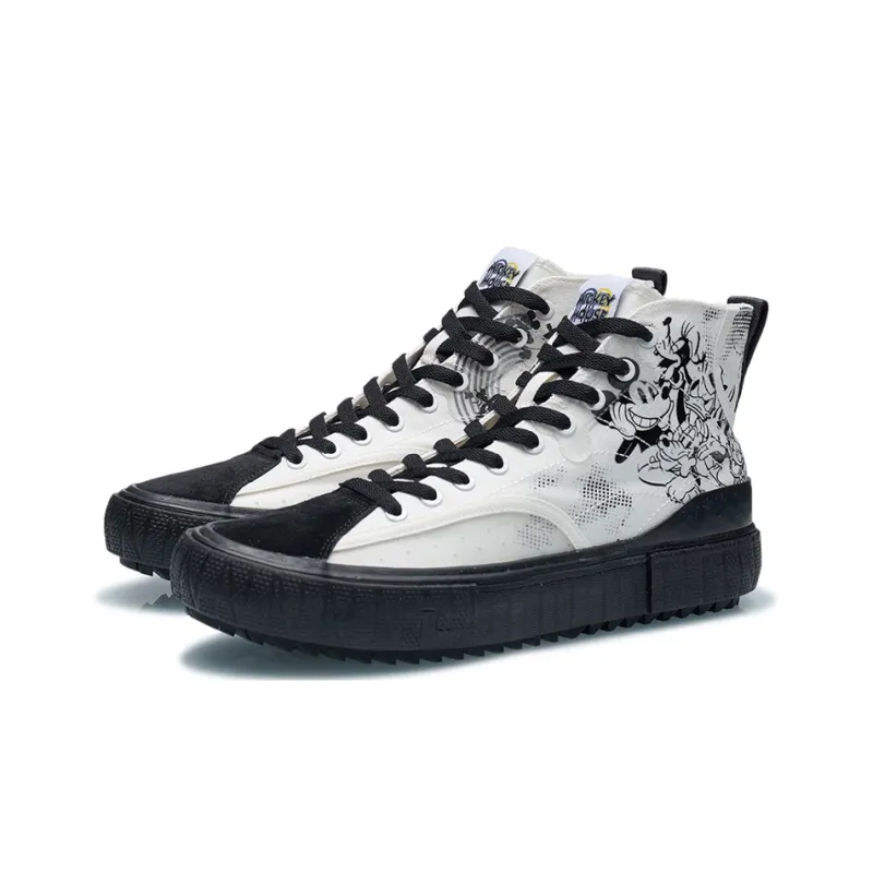 Disney x LiNing Slip Resistant Lightweight Wear Resistant High Top Skateboard Shoes Men's Phantom Black-2