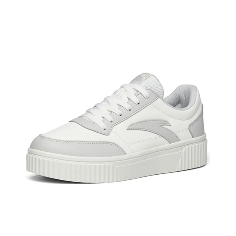 Anta Life Collection Cookie Shoes Slip-Resistant Cushioning Wear-Resistant Low-Top Skateboard Shoes White Gray-1