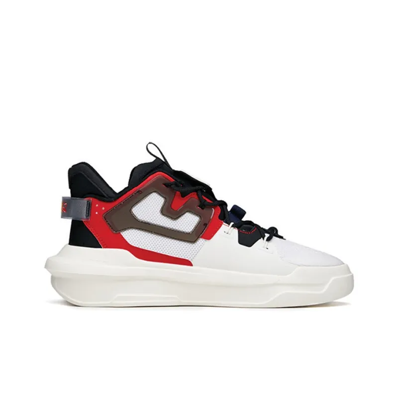 Anta Bastard Coverage Slip Resistant Warm Low Top Skateboard Shoes Women's White Black Red-1