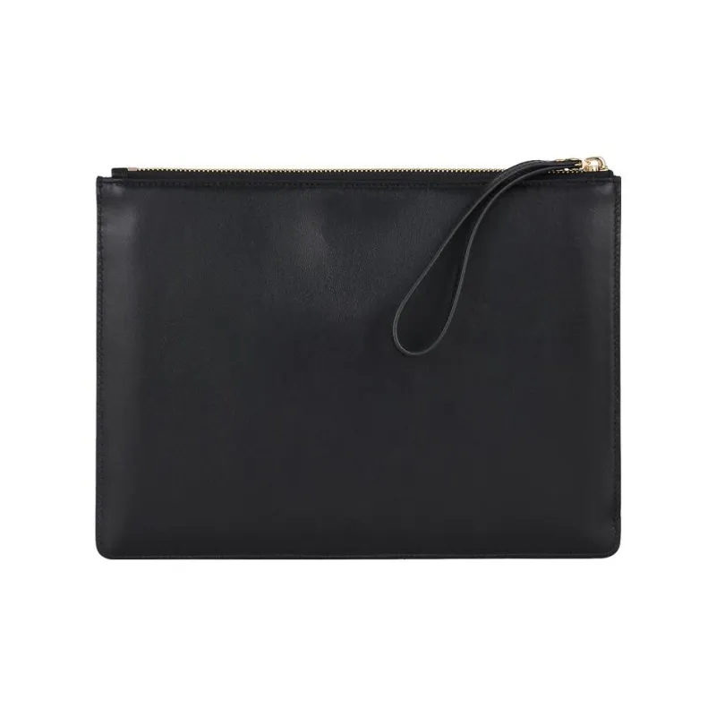 FERRAGAMO Cow Leather Makeup Bags Clutches Women's Black-1
