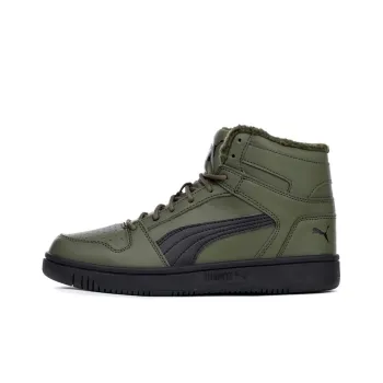 PUMA Rebound Layup SL Fur Anti-Slip Wear-Resistant High-Top Skateboard Shoes Men's Army Green