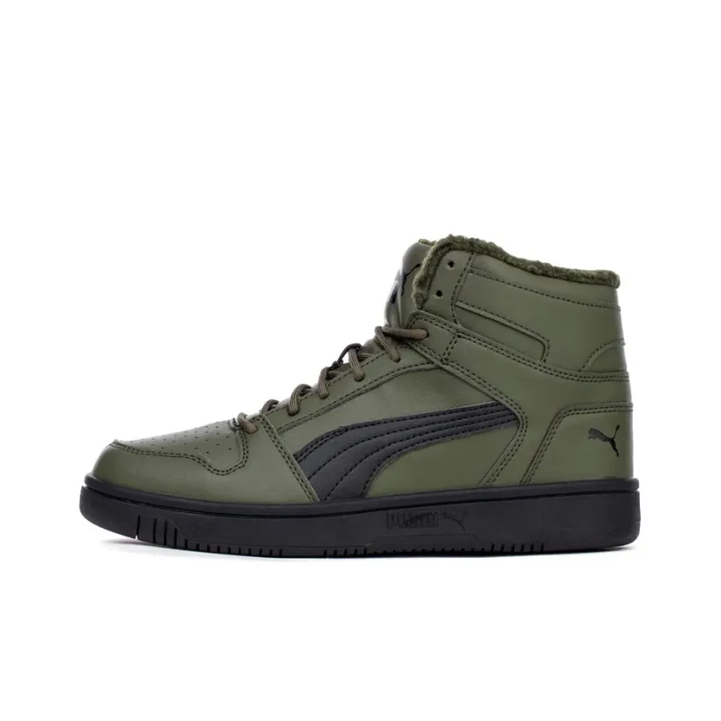 PUMA Rebound Layup SL Fur Anti-Slip Wear-Resistant High-Top Skateboard Shoes Men's Army Green-0