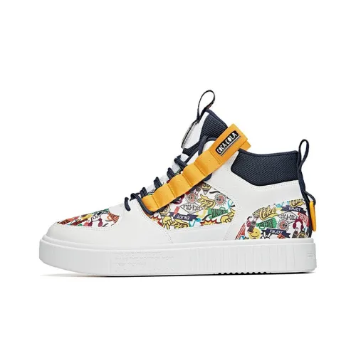 Coca Cola X ANTA Skateboard Shoes Women's High-Top ANTA White/Ink Blue/Yellow