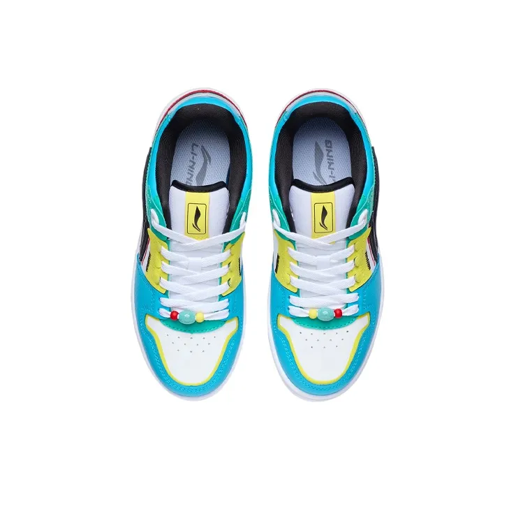 LiNing Tianji Durable Breathable Low-Top Skateboard Shoes Women's White Blue Green-3