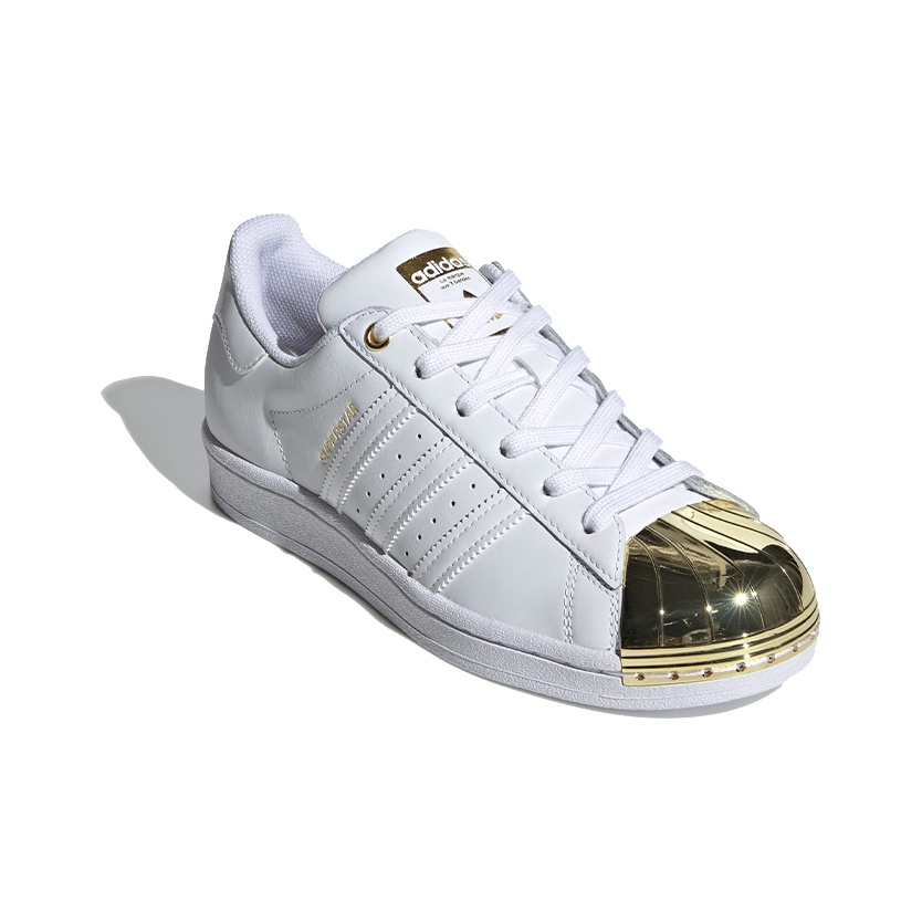 adidas originals Superstar Metal Toe Skateboarding Shoes Women s Low top White Gold US W 7