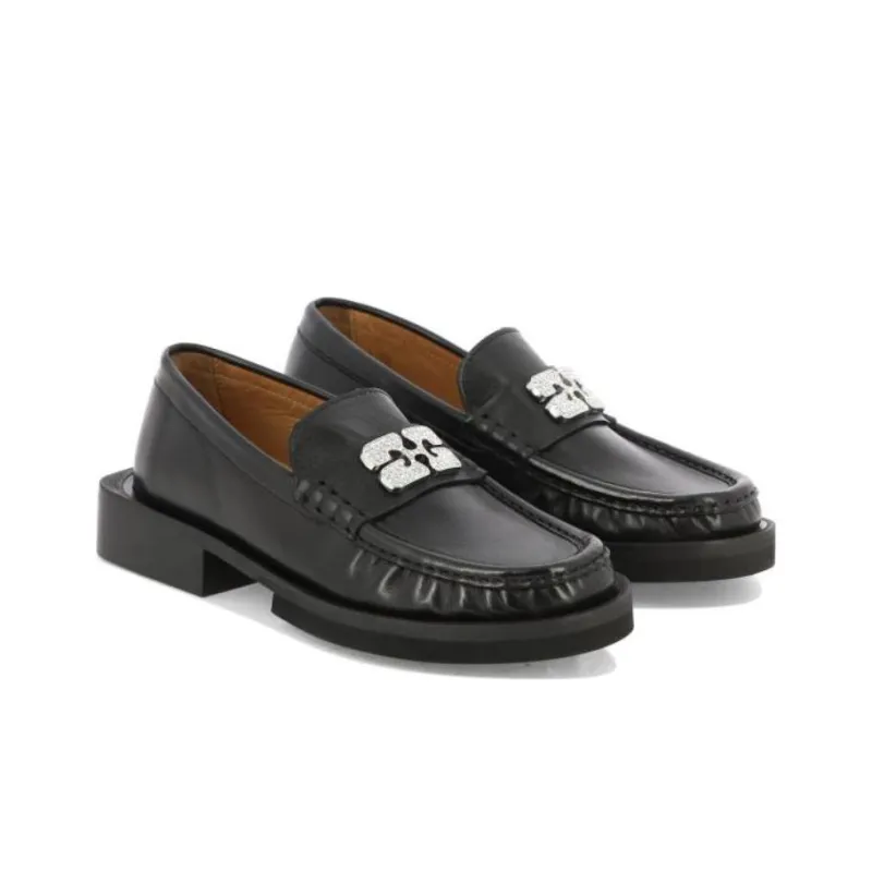 GANNI 30mm Logo-plaque Loafers-2