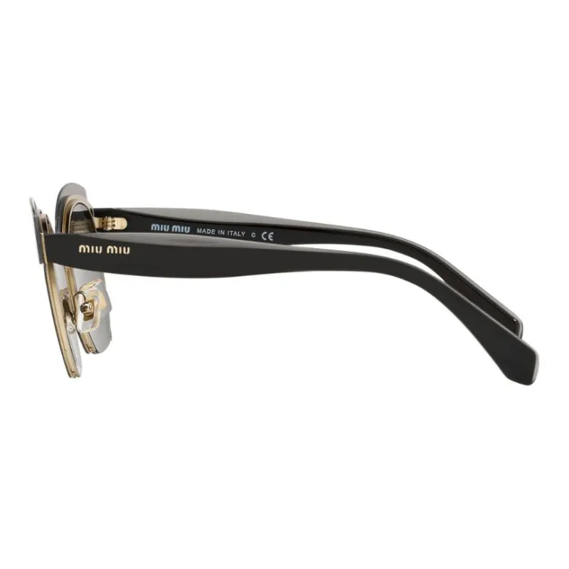 MIU MIU Acetate Metal Oval Sunglasses Women's Black-2