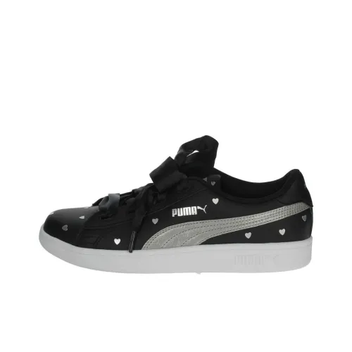 PUMA Smash V2 Ribbon Balance Lightweight Low-Top Skateboard Shoes Women's Black
