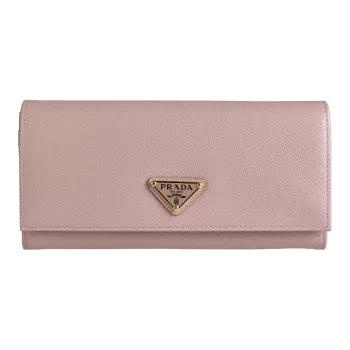 PRADA Saffiano Cow Leather Card Holder Wallet Regular Women's Pink