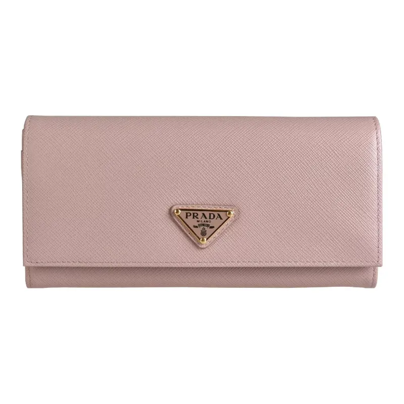 PRADA Saffiano Cow Leather Card Holder Wallet Regular Women's Pink-0