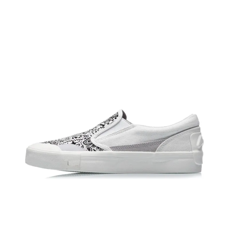 LiNing SLIP ON Low Top Skateboard Shoes Women's White-0