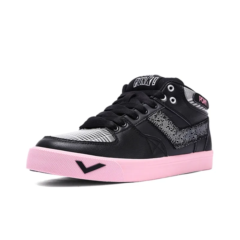 Pony Atop Skateboard Shoes Women's Low Top Black/Pink Red-1