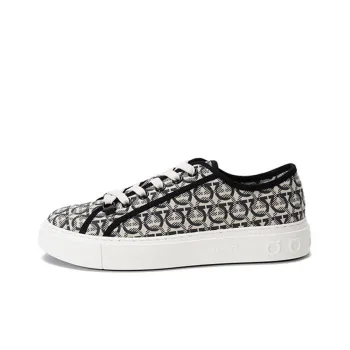 FERRAGAMO GANCINI Breathable Balance Low Top Skateboard Shoes Men's Beige Black