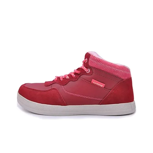 LINING Skateboard Shoes Women's Mid-Top Lio Red/Rouge Pink