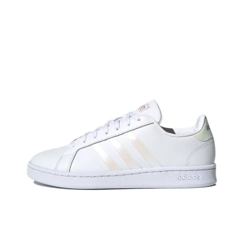 Adidas Neo GRAND COURT Skateboard Shoes Women's Low-Top White/Reflective Yellow/Purple