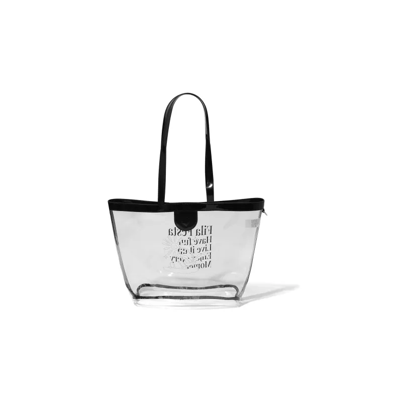 FILA Polyurethane PVC Tote Bag, Shopping Bag, Shoulder Bag, Handbag Women's Black-1