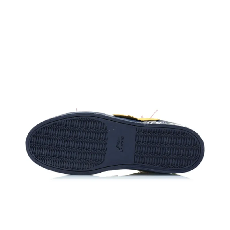 LiNing CF Structure Sequence Anti Slip Wear Resistant Low Top Skateboard Shoes Men's White Blue Yellow-4