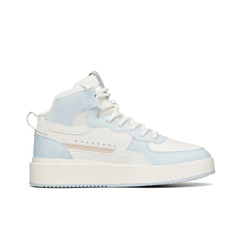 Anta Anti Slip And Wear Resistant Lightweight High Top Skateboard Shoes Women's White Blue-1