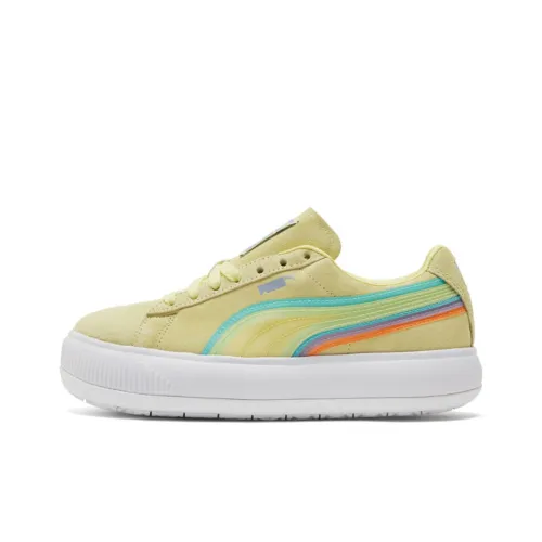 PUMA Suede Skateboard Shoes Women's Low-Top Yellow/White/Purple