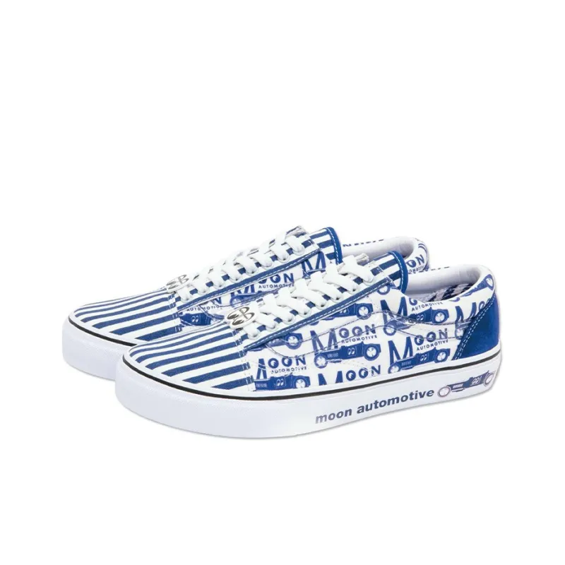 Mooneyes x Vans Old Skool Abrasion Resistant Shock Absorbers Low Top Skateboard Shoes Unisex Blue White-2