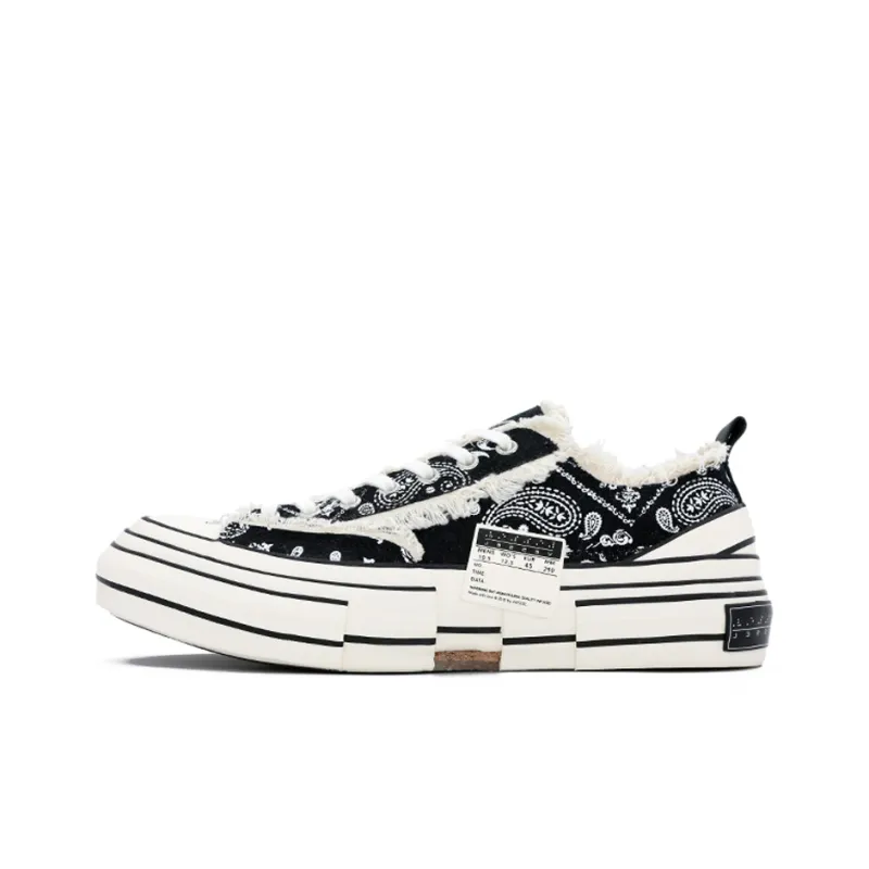 VESSEL G.O.P. Lows Paisley Anti Slip Wear Resistant Lightweight Breathable Low Top Skateboard Shoes Unisex Black White-0