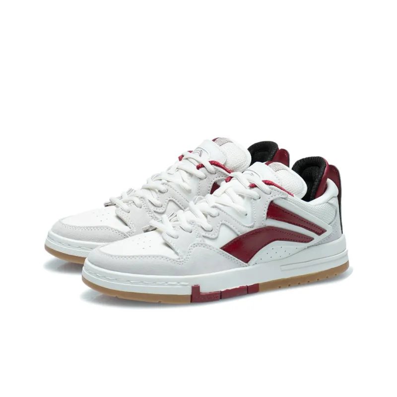 LiNing Wei Wu PRO Anti Slip Wear Resistant Low Top Skateboard Shoes Women's White Gray Red-2
