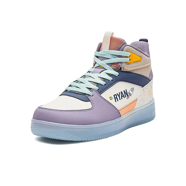 361° Warm Anti Slip And Wear Resistant High Top Skateboard Shoes Women's White Purple Orange-2