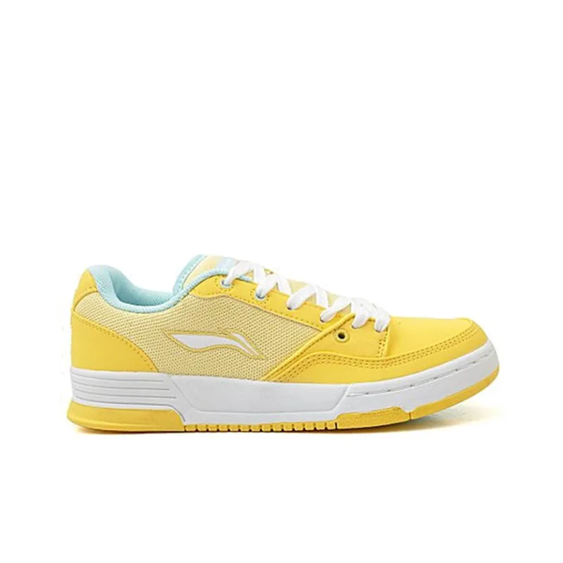 LiNing Wear-Resistant Low-Top Skateboard Shoes Women's Yellow White-1