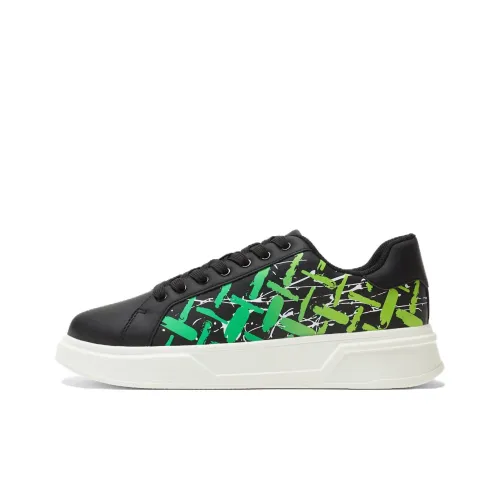 ZARA Skateboard Shoes Men Low-Top Black/Green