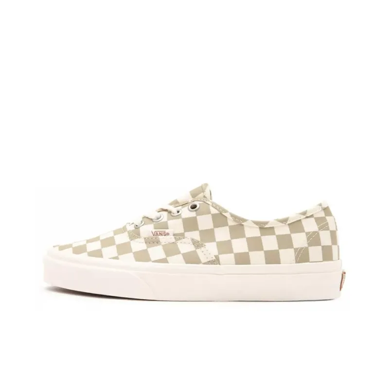 Vans Authentic Wear Resistant Non Slip Low Top Casual Skate Shoes White Brown Grid 'White Brown'-0