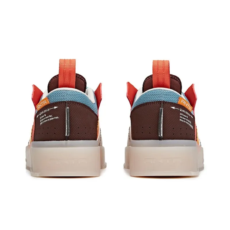 Anta Slip Resistant Cushioning Abrasion Resistant Lightweight Low Top Skateboard Shoes Men's Caramel Orange Gray-3