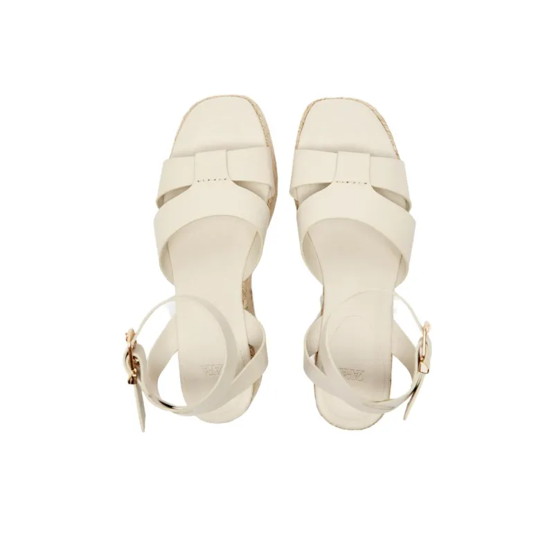 ZARA Strap Sandals Women's Light Beige Yellow-2