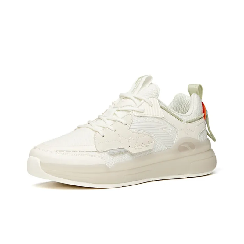 Anta Life Collection Slip-Resistant Cushioning Wear-Resistant Low-Top Skateboard Shoes White Orange Green-1