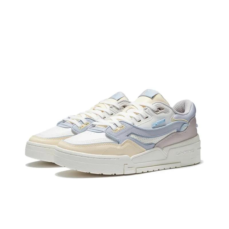 LiNing 001 BTC Anti Slip Wear Resistant Low Top Skateboard Shoes Women's White Purple-2