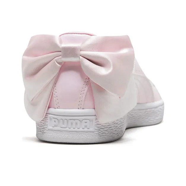 PUMA Basket Bow Patent Casual Shoes White/Pink Women's-4