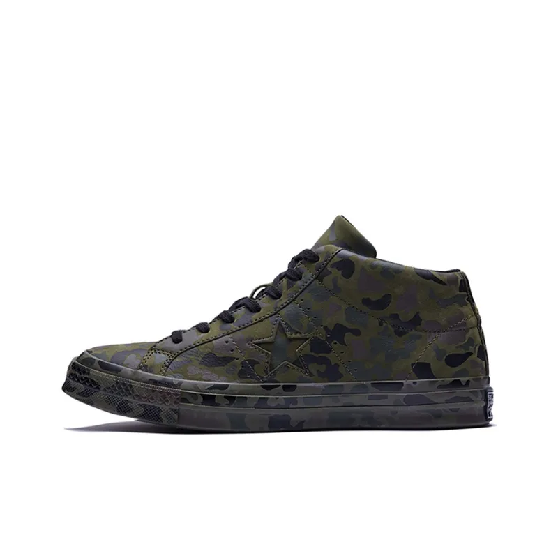 Converse One Star Retro Mid Tops Skateboarding Shoes Unisex Camouflage Green-0